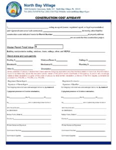 Cost Affidavit – North Bay Village