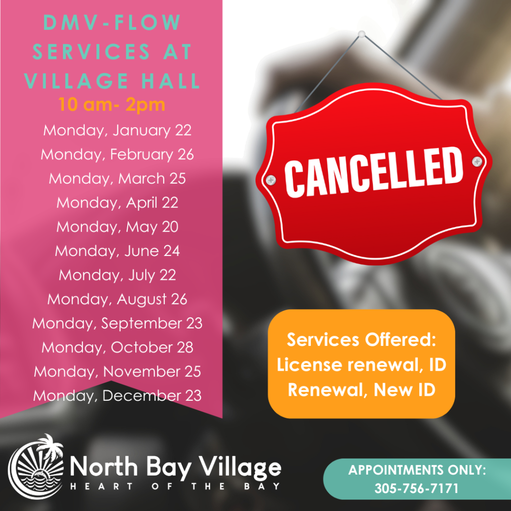 Dmv Flow Services At Village Hall Temporarily Suspended North Bay Village